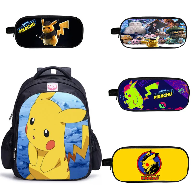 

Fashion pokemon go set pencil bags boys high quality nylon pikachu pencil case set children school supplies set