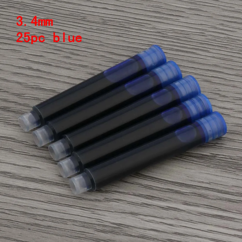 25pcs Universal Fountain Pen Ink Cartridges - Assorted Colors and Sizes for Stationery and Office Supplies
