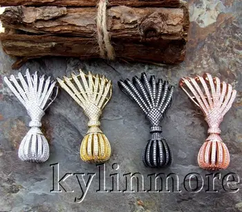 

1pc 40x65mm Big Paved CZ Necklace Pendant Connector DIY Jewelry Findings