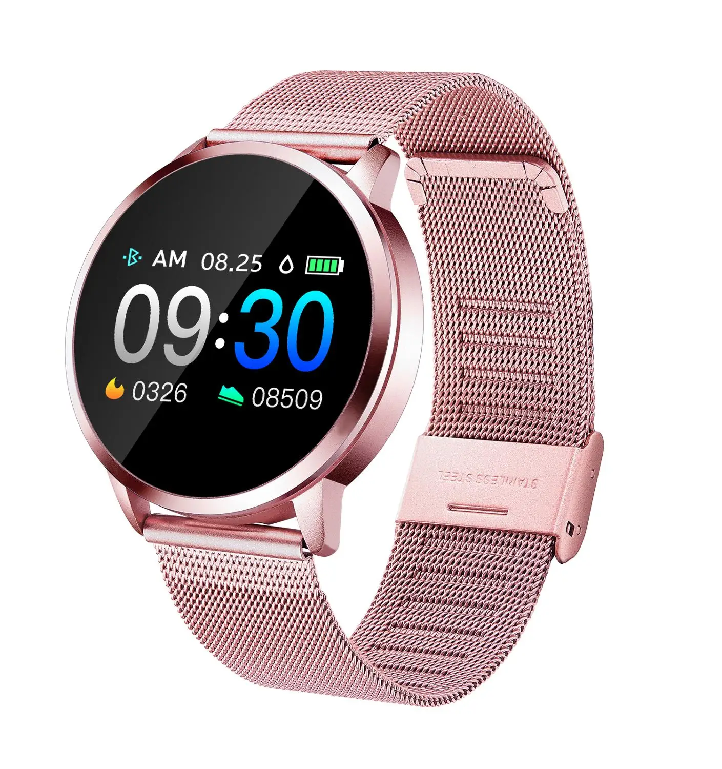 New Q8 Bluetooth Smart Watch Stainless Steel Waterproof Wearable Device Smartwatch Wristwatch Men Women Fitness Tracker Clock