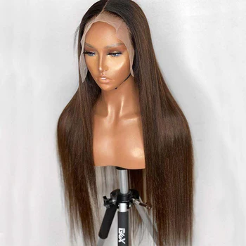 

13x6 Deep Part Ombre Auburn Silky Straight Human Hair Wigs 180 Density Lace Front Brazilian Remy Hair Wigs Preplucked Hairline