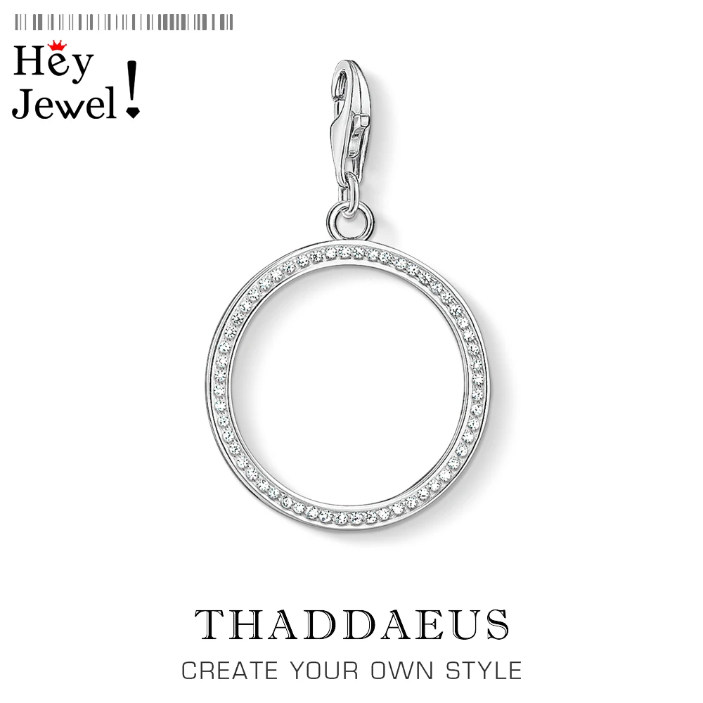 Circle Pave Charm Pendant Fit Bracelet Necklace Spring 925 Sterling Silver Perfect Minimalism Gift For Women Jewelry
