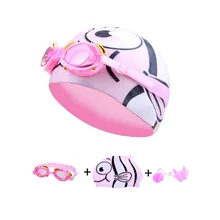  Waterproof Arena Swimming Goggles Cartoon Children Swimming Glasses Kids Swim Caps Ear Plug Professional Fish Crab Eyewear 