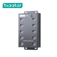 Sipolar 10 Ports 60W powered USB 2.0 hub High Speed Adapter Extension Cable Plug and Play for PC Laptop phone tablets SSD HDD 1