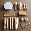 Log Percussion Instrument Set Toy Wooden Sand Hammer Drum Double Sound Tube Beginner Music Teaching Aids For Preschool Children 2