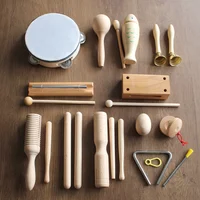 Log Percussion Instrument Set Toy Wooden Sand Hammer Drum Double Sound Tube Beginner Music Teaching Aids For Preschool Children 2