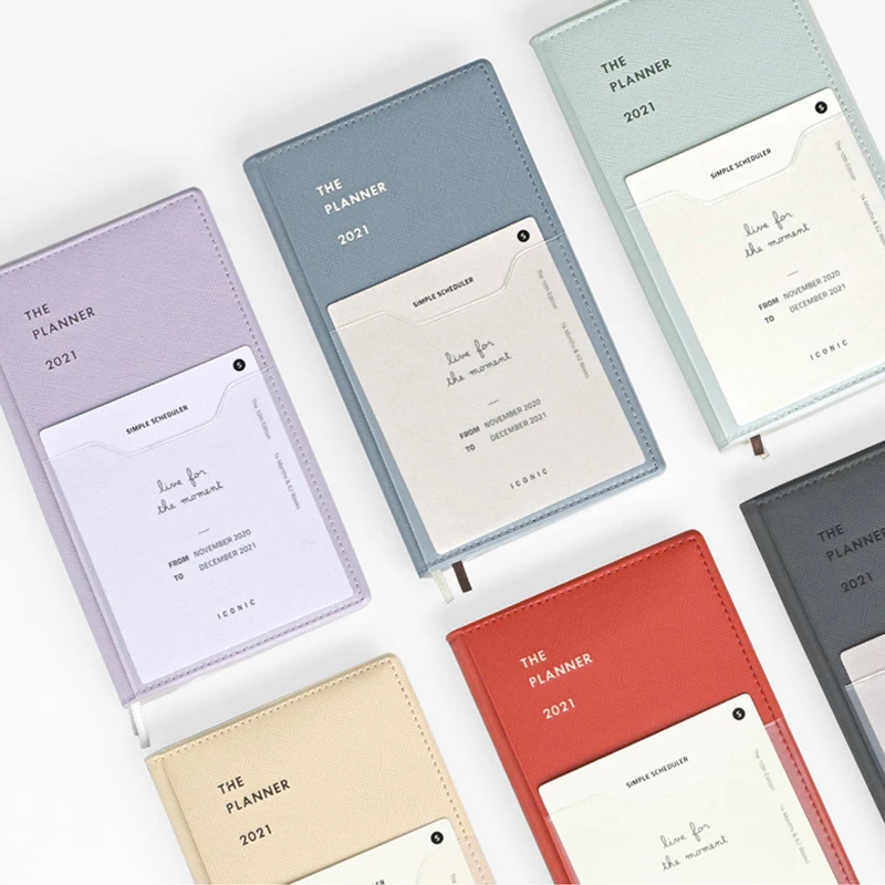 

Pure Color The Planner 2021 Brief Design Pocket Angeda Book 10*16.8*1.5cm Creative Monthly Weekly Plan Notebook 176P
