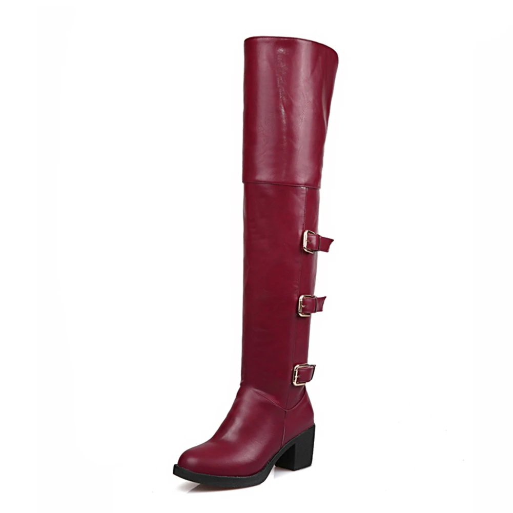 

Karinluna Fashion Square High Heels Riding Boots Shoes Woman Boots Female 2019 Buckles Winter Over The Knee Boots Woman