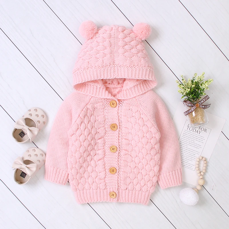 Детский осенний хлопковый свитер с плюшевыми помпонами для маленьких мальчиков и девочек, верхняя одежда, пальто, одежда, новое поступление - Цвет: P