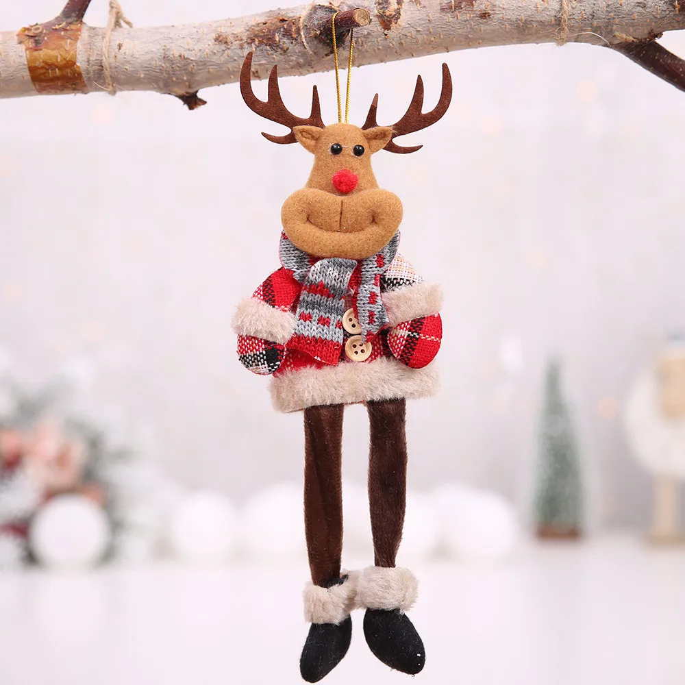 Рождественские украшения для дома с Санта-Клаусом и оленем длинная ножная Кукла Плюшевая Игрушка Рождественская елка подвесные украшения Новогодние подарки Adornos De Navidad