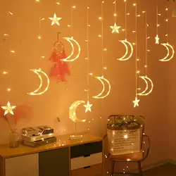3,5 м светодиодный светильник с пентаграммой звезда лунный занавес свет фея Свадьба День рождения 220 В Рождество освещение внутреннее
