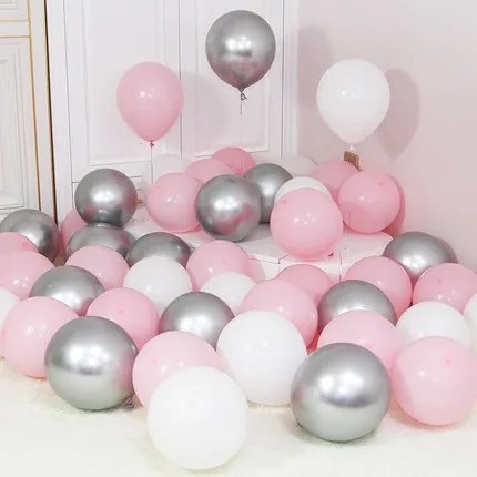 12 шт./лот розовый латексный шар хром серебро хром металлик для свадебной вечеринки тема вечерние воздушные гелиевые декоративные воздушные шары - Цвет: 2