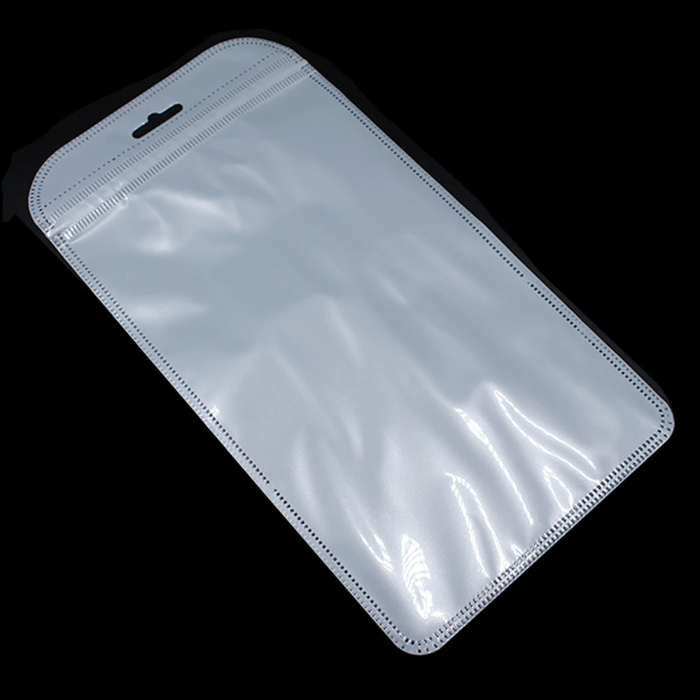 8.5*16cm 400Pcs/ Lot White / Clear Self Seal Zipper Plastic Storage Bags With Hang Hole 3.34\x6.29\ Ziplock Zip Lock Pouches