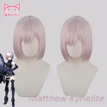 AniHut Matthew Kyrielite парик Fate Grand Order косплей парик Розовый Короткие синтетические женские волосы аниме Fate Grand Order Косплей волосы