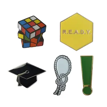 

Cute Rope Ready lapel Pin cube badge exclamation mark brooch bachelor cap Lapel pin Jeans shirt Cool Jewelry Gift for student