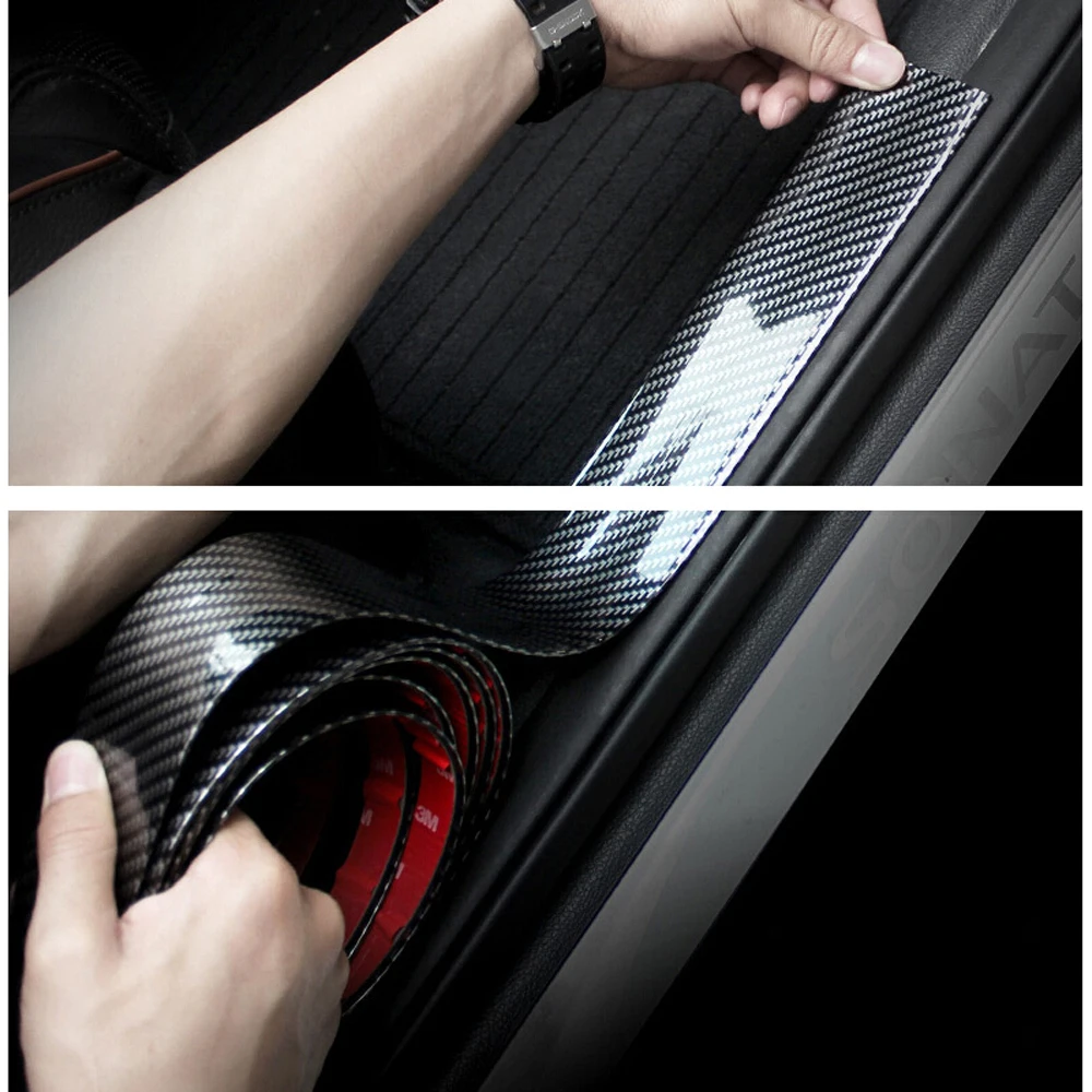 Car Stickers 5D Carbon Fiber Rubber Styling Door Sill Protector DIY Door Sill Protector Edge Guard Car Stickers Car Accessories