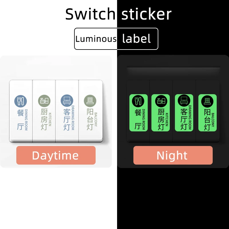 DIY Luminous Switch Label Sticker Glow In The Dark Home Hotel Kamar Tidur Dapur Toilet Lampu Tips Dekoratif Stiker Logo