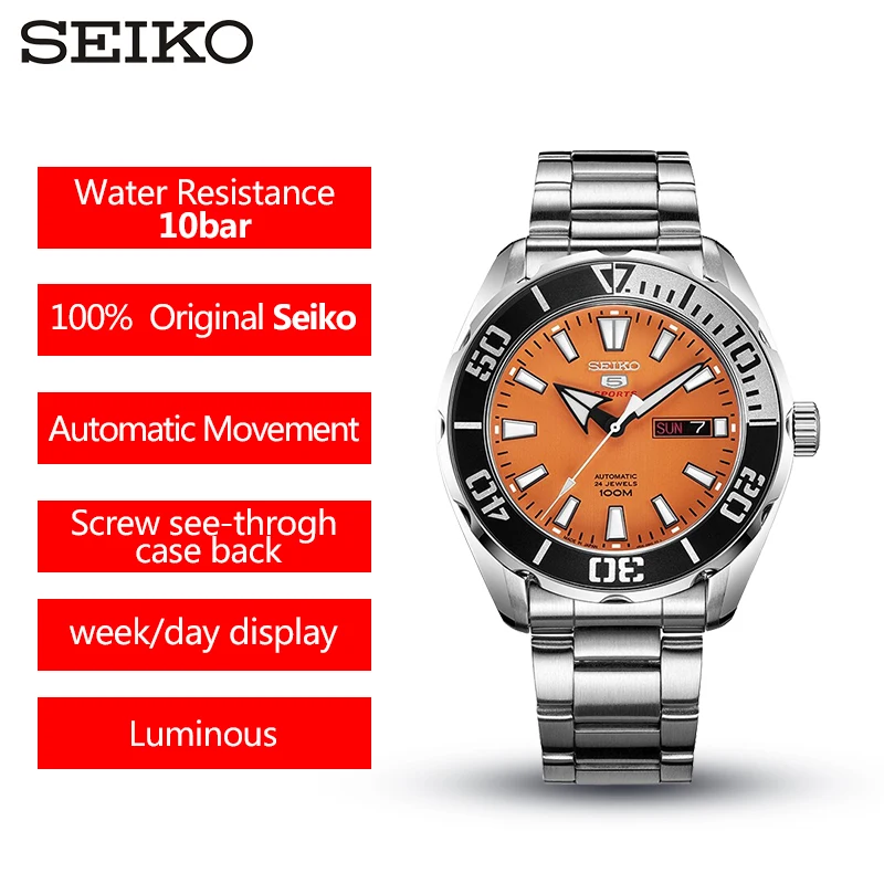 100% Original Seiko 5 Sprots Men's Watch 10 Bar Waterproof Diving Swming Automatic Mechanical Wristwatches Global Warranty 100% Original Seiko 5 Sprots Men's Watch 10 Bar Waterproof Diving Swming Automatic Mechanical Wristwatches Global Warranty