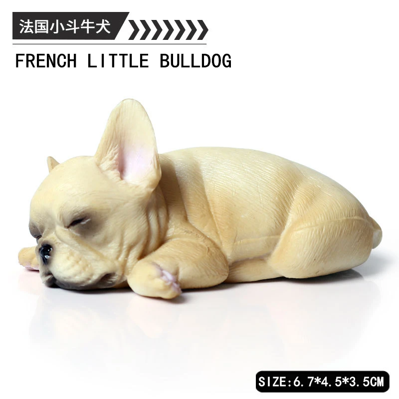 Children's Simulation animal model French Bulldog Dozing Bulldog Collection gift Toy model - Color: B