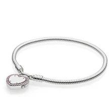 925 пробы Серебряный браслет замок ваше обещание змея цепь браслет подходит для женщин бисера Шарм Diy ювелирные изделия