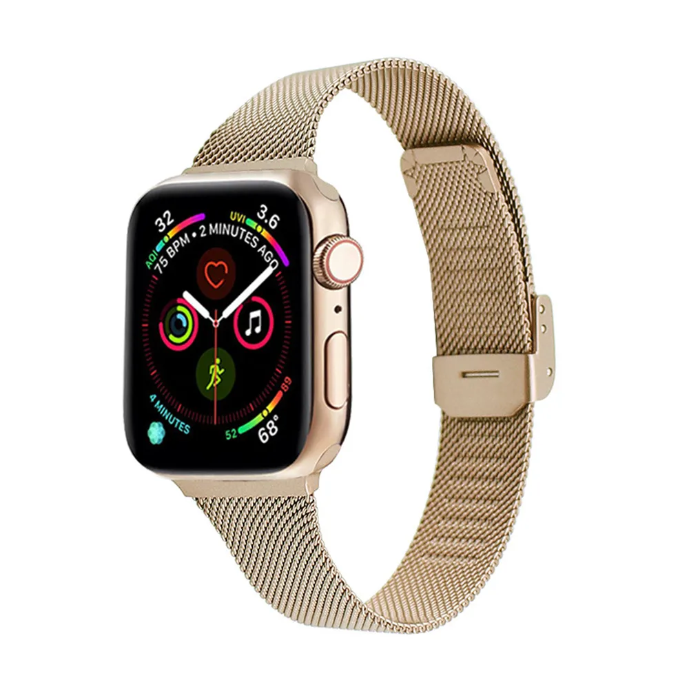 Retro gold Миланская петля ремешок для часов для Apple Watch 38 мм 42 мм 40 мм 44 мм Тонкий браслет из нержавеющей стали ремешок для iwatch 1 2 3 4 5 - Цвет ремешка: Retro gold