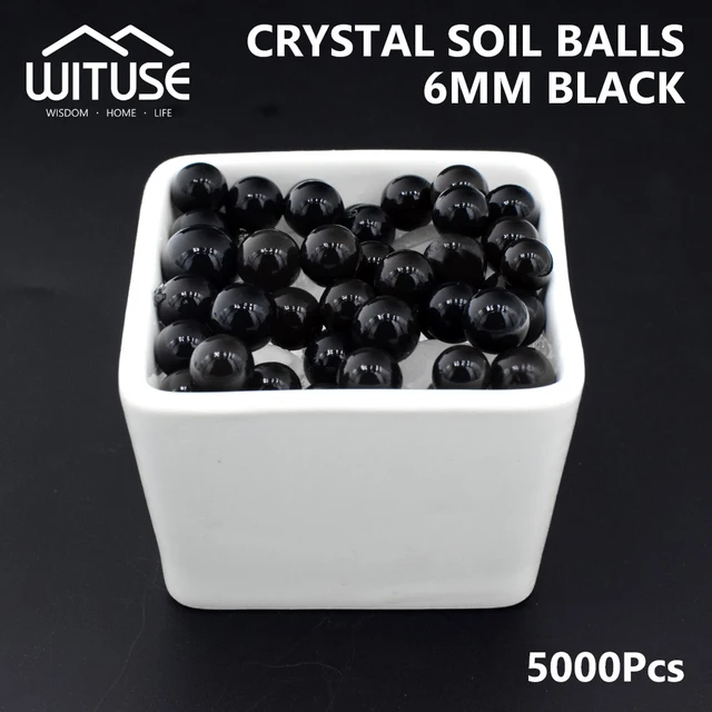 5000-20000pcs Soilless Plant Crystal Soil Mud Grow Water Beads Hydrogel Magic Jelly Balls 6-8mm Bio Gel Ball Plants Flower Decor Black 5000pcs