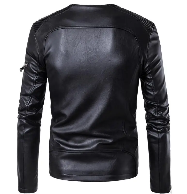M-5XL, хит, Весенняя Мужская Новая модная куртка, персонализированная, большой размер, круглый вырез, диагональная молния, локомотив, ПУ куртка