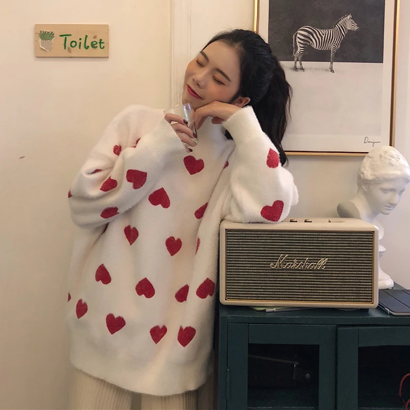 10pcs New Remote Control RMT-TX300E For Sony TV ?Winter Korean Turtleneck Knitted Sweater Women Warm Loose Pullover High Neck Clothes Autumn Fashion Cashmere Cute Heart Jumper
