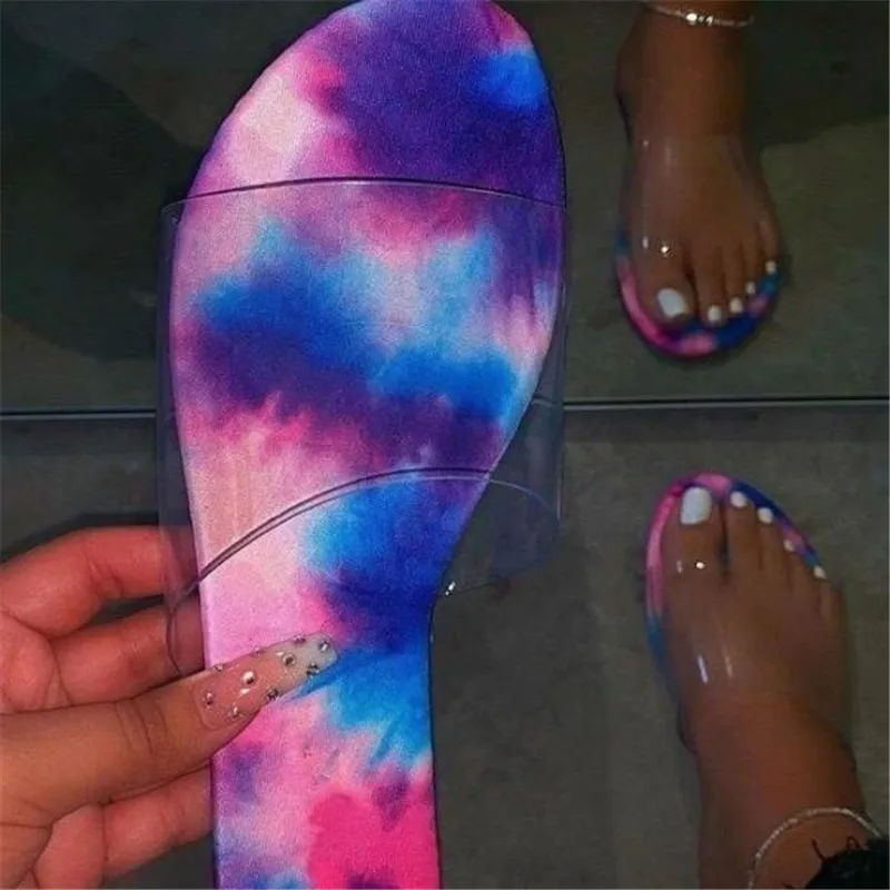 Plus Size 43 Jelly Slippers Women Summer Sandals Candy Colors Transparent Casual Sandals Female Flat Beach Slides Zapatos Mujer