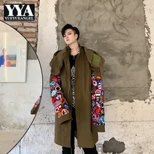 Дизайнерский бренд, новинка, высокое качество, вышивка, мужские тренчи со стоячим воротником и капюшоном, повседневные, негабаритные, свободные мужские пальто средней длины