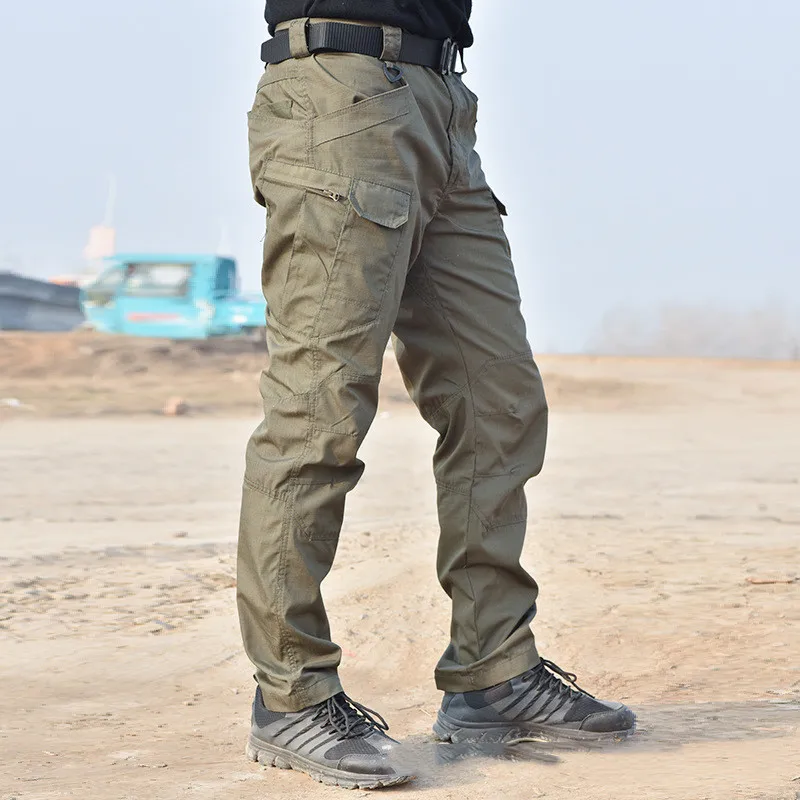 Тактические брюки военные брюки карго Мужские наколенники спецназ армии страйкбол сплошной цвет одежда охотник поле боевые брюки Woo - Цвет: Армейский зеленый