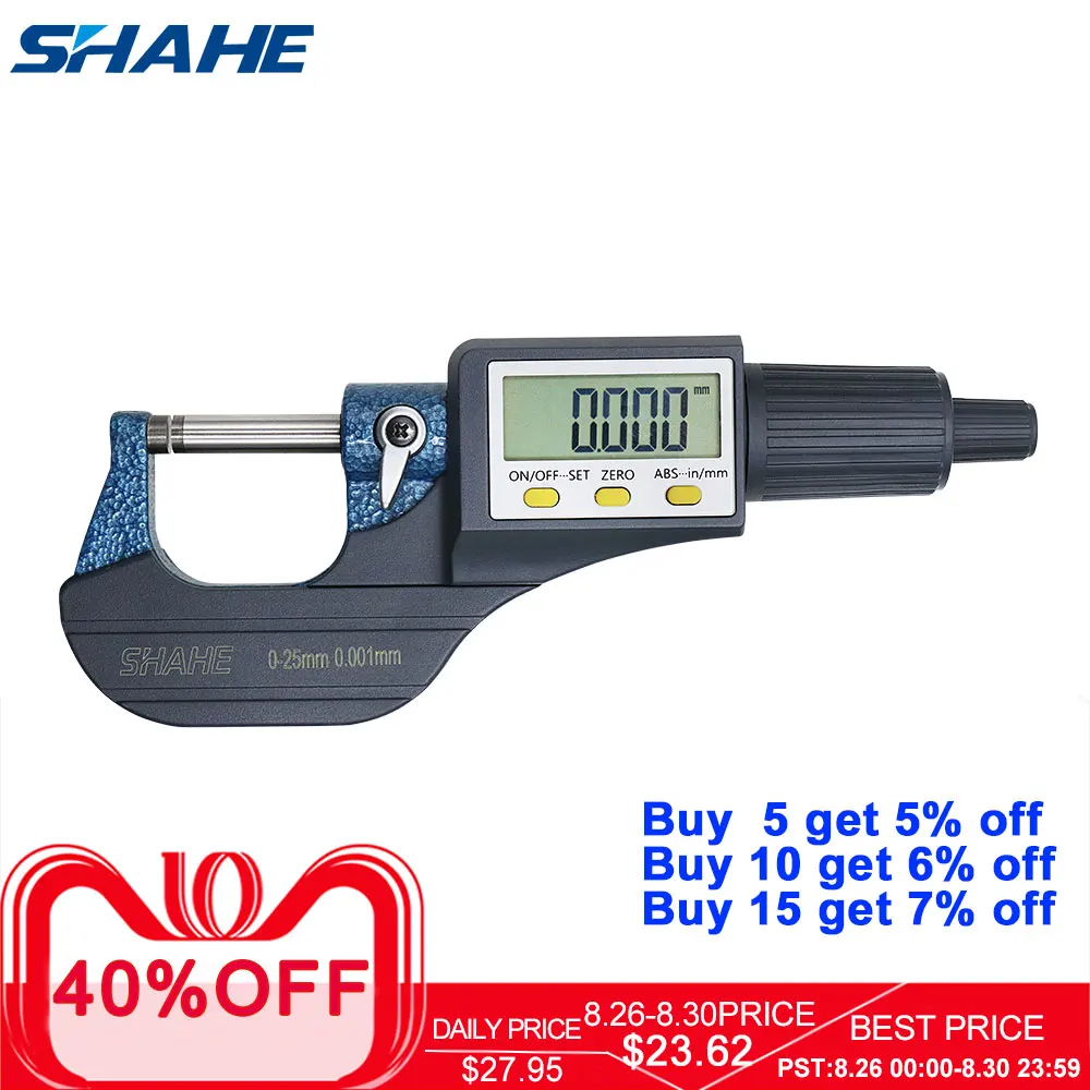 0.001 mm electronic outside micrometer 0 25 mm with Extra Large LCD