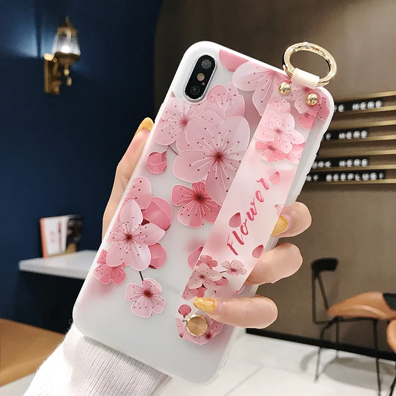 Винтажный цветочный ремешок для телефона чехол s для iPhone 6 6S 7 8 Plus X XS Max XR Матовая Мягкая силиконовая рельефная задняя крышка с цветочным рисунком чехол