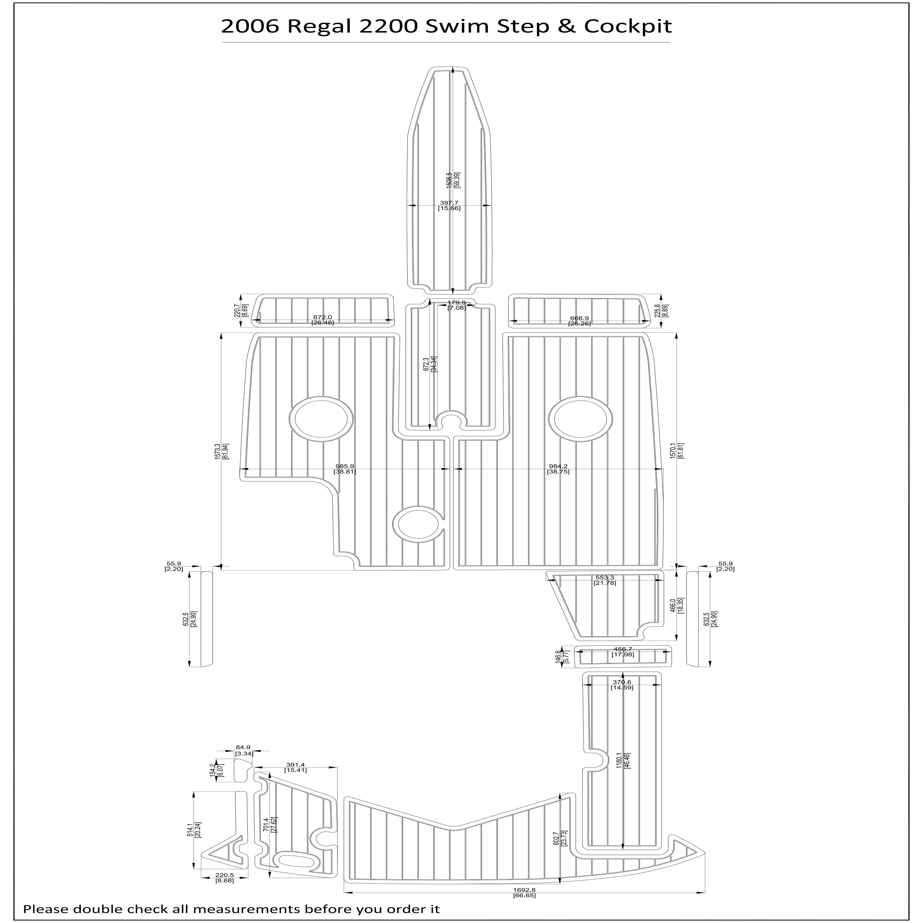 

2006 Regal 2200 Swim Step Cockpit Boat EVA Faux Foam Teak Deck Floor Pad