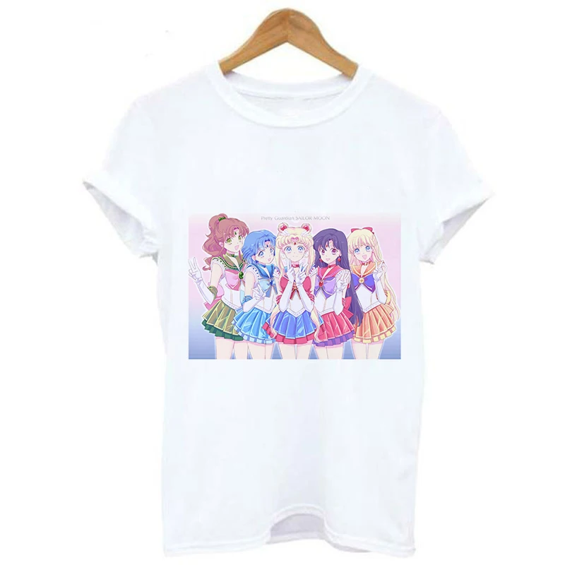Harajuku Sailor Moon T Shirt New Fashion Pattern Streetwear Tops Loose Short Sleeve Women Tshirt Kawaii Print Couple Clothes