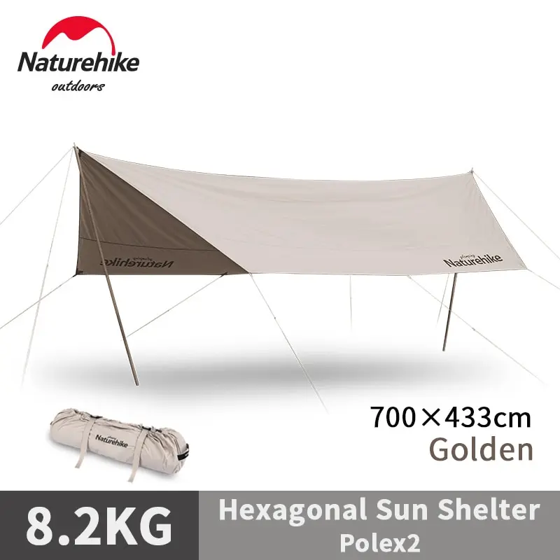 Naturehike Classy 5-8 Persons Waterproof Camp Awning Cotton Sun Shelter Hexagonal Portable 7*4.3m Sunshade | Спорт и развлечения