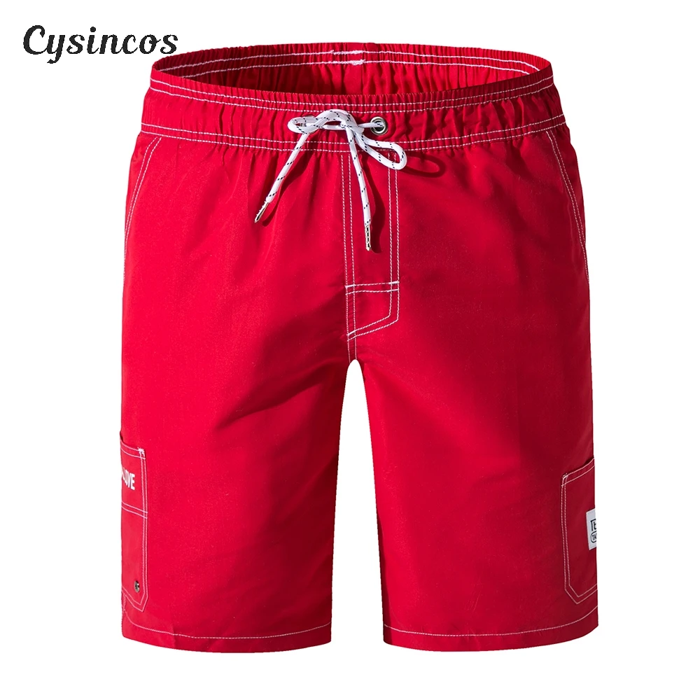 

CYSINCOS Summer Men's Beach Shorts Solid Color Men Quick Dry Trunks Beachwear Bathing Surf Shorts M-3XL