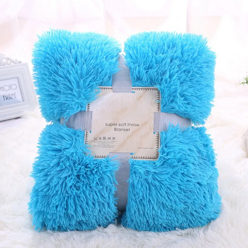 Royal Blue S Длинное одеяло постельные принадлежности лохматый пушистый мех искусственный теплый шерпа плед для дивана офиса - Цвет: Royal Blue S