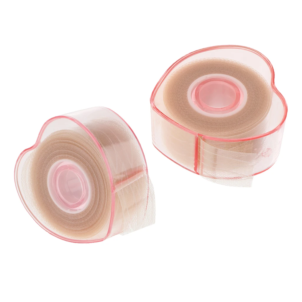 2 Roll Natural Invisible Fiber Double Eyelid Lift Strips Tape Glue Adhesive Stickers for Droopy Eyes, Olive Half Moon Type