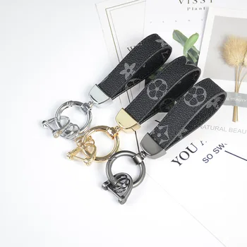 

Hand rope car key chain pendant simple fashion key rope Pendant Black Flower horseshoe car key chain