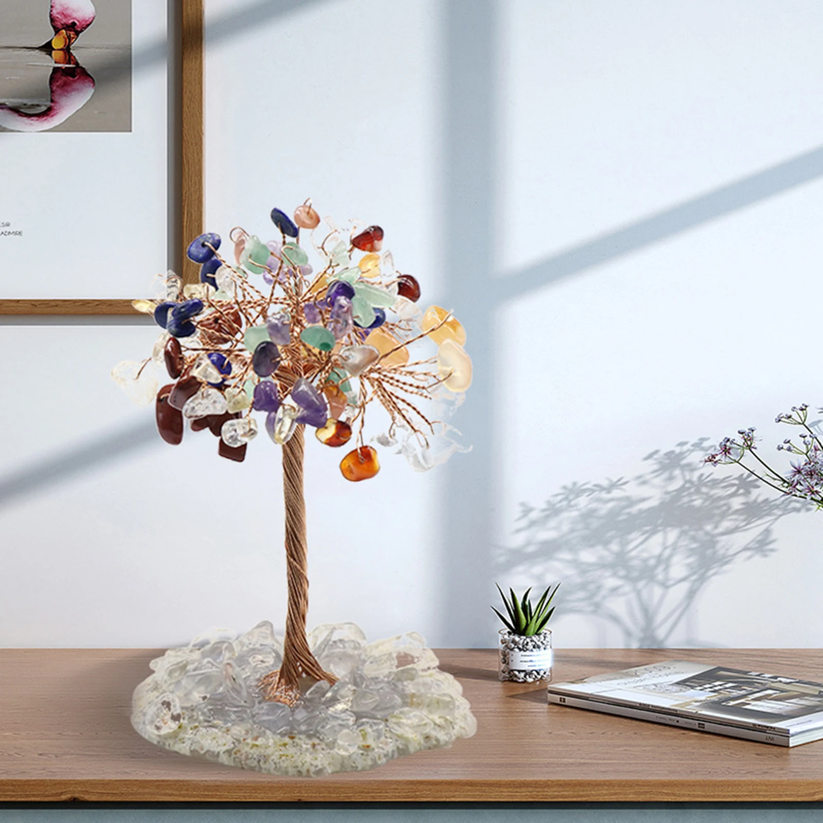 Desktop Decor Crystal Tree Shaped Ornament Figurine Decorative Artware