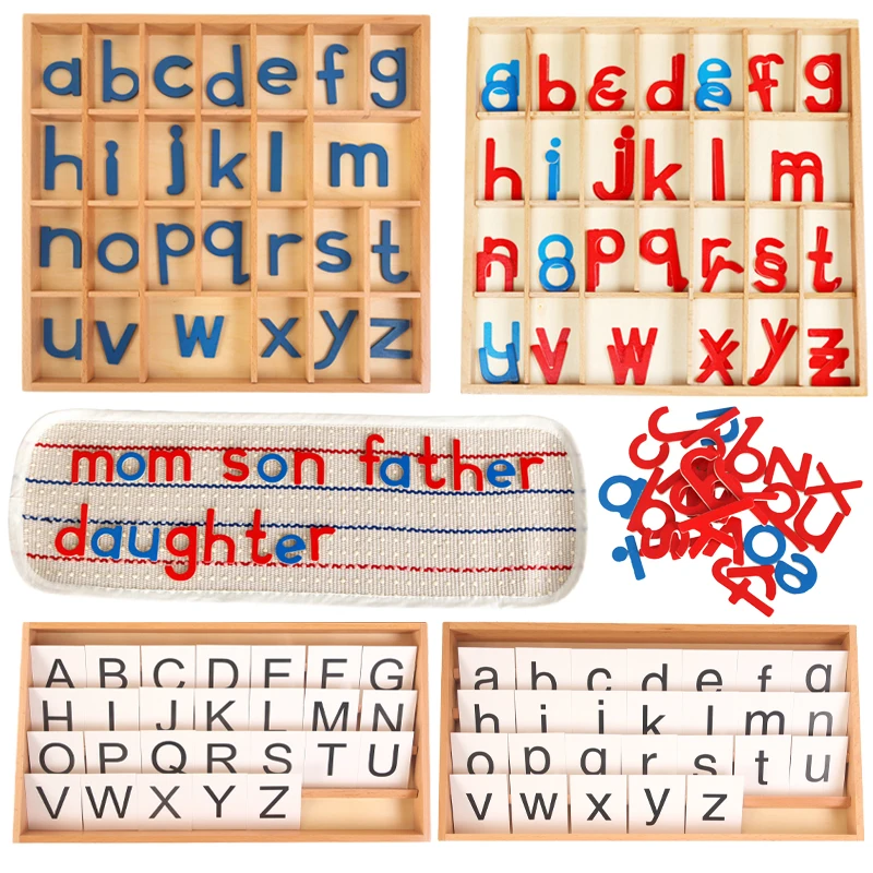 Children Montessori Activity Alphabet Box Language Toy Printed ABC Card Red Blue Letters Open Ended Educational Toy Teacher Aids educational learning toy alphabet educational toys