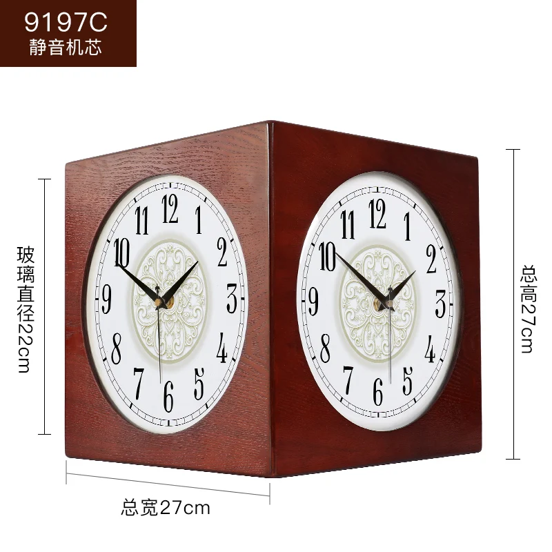 Белые Двухсторонние настенные часы для гостиной бытовые модные настенные Угловые подвесные простые двухсторонние часы Угловые часы 50wc9 - Цвет: 7