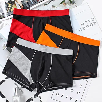 

Color Matching Men's Boxer Pants Popular Cotton Youth Underwear U-Convex Design Loose Breathable Boxer Pants Sports Underpants