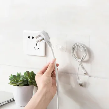 

New 4Pcs/Set Home Office Wall Adhesive Plastic Power Plug Powerful Paste Type Power Plug Power Plug Socket Holder Hanger Hook