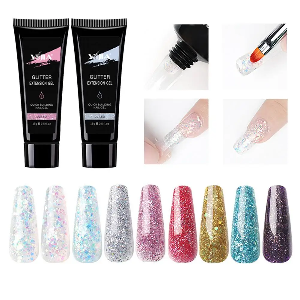 Yiwa 15ml Nail Polish Sequin Extension Glue Manicure Crystal Quick