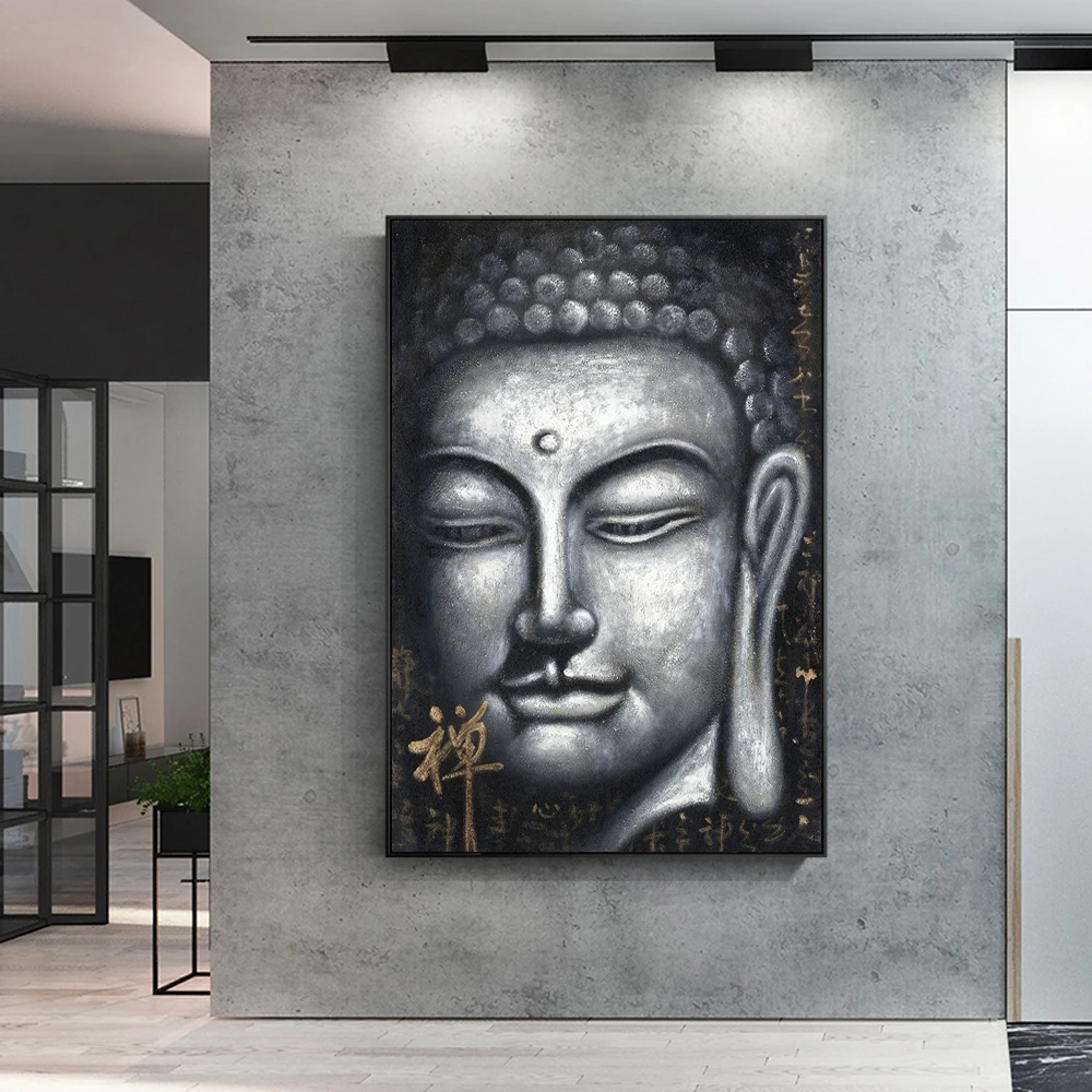 Vintage Sliver Buddha Oil Paintings Print On Cnavas Art Prints Chinese Style Buddhism Canvas Art Prints Wall Pictures Home Decor