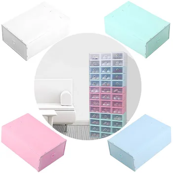 

Shoe storage box Foldable Shoe Box Storage Plastic Transparent Case Stackable Organizer 3Pcs A1