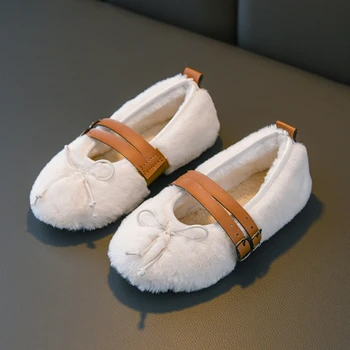 

Baby Shoes Beautiful Princess Girls Plush Autumn Winter Warmer Comfortable Cotton Fur Lining Fashion Shoes For Girls