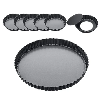 

7Pack 9 Inch and 4 Inch Tart Pan Pizza Pan Quiche Pan with Removable Bottom,Non-Stick Pie Tart Baking Pan for Kitchen